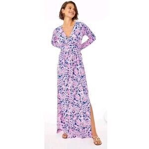 Lilly Pulitzer Nichola Maxi Dress Indigo Size XS Love You Bunches NWOT